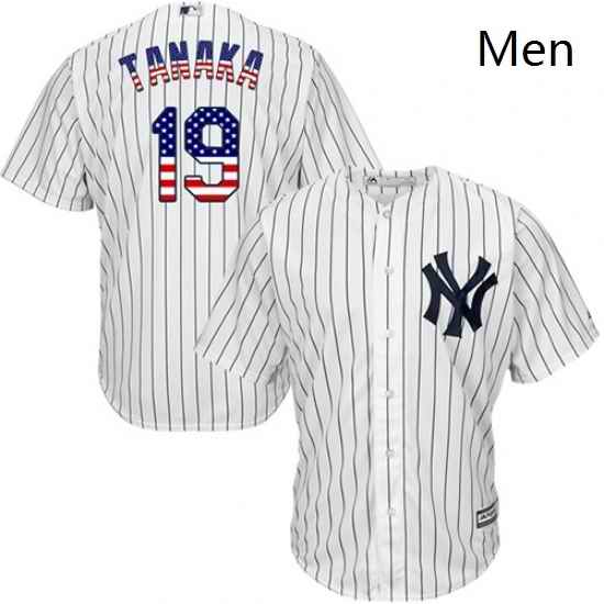 Mens Majestic New York Yankees 19 Masahiro Tanaka Replica White USA Flag Fashion MLB Jersey